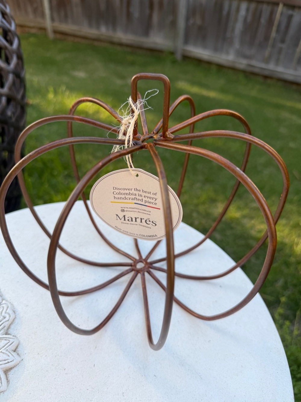 Marres Rustic Wire Pumpkin Décor - Brown - NWT